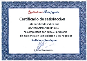 Chile - Radiatores Antofagasta Certification